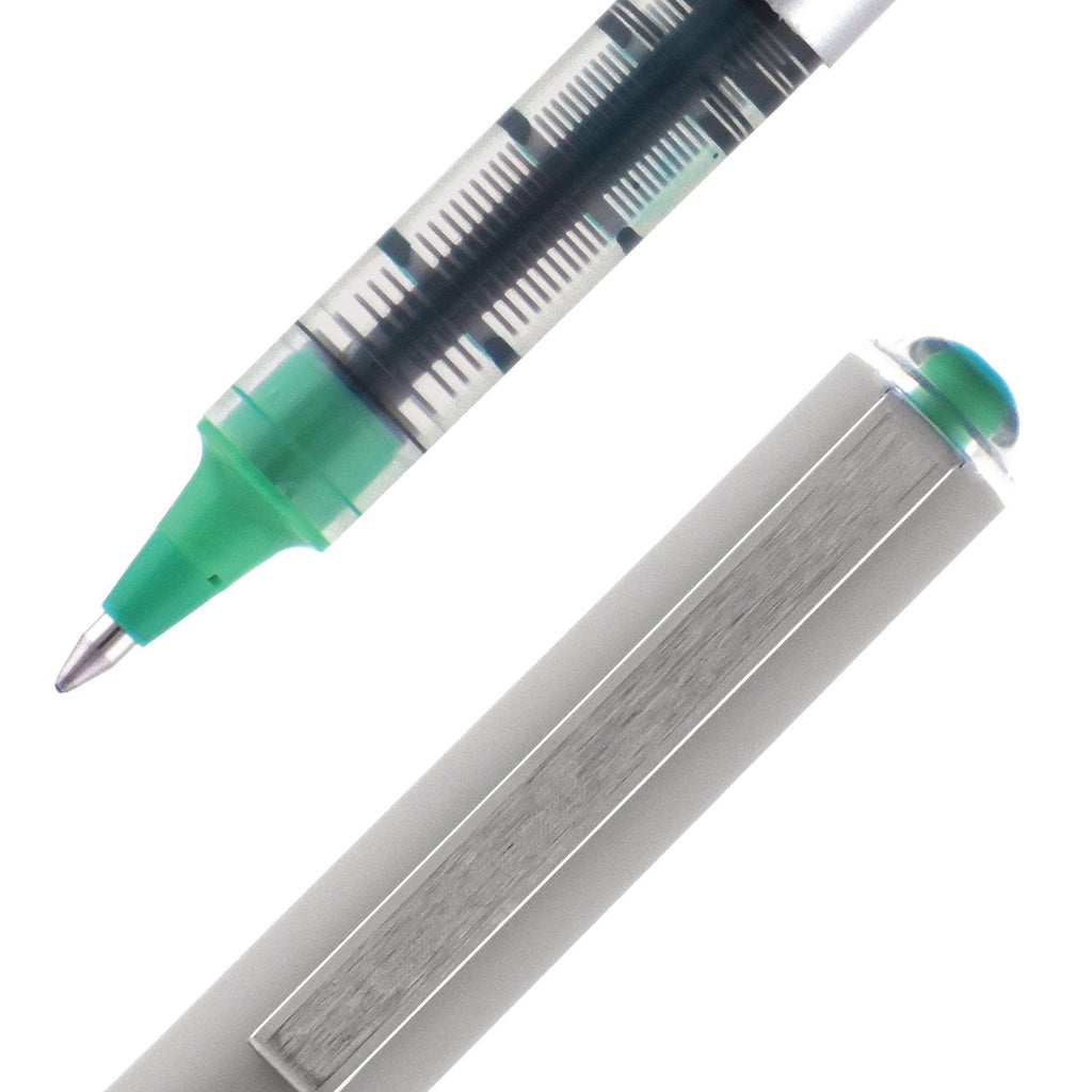 uniball VISION Roller Ball Pen, Stick, Fine 0.7 mm, Evergreen Ink, Gray Barrel, Dozen