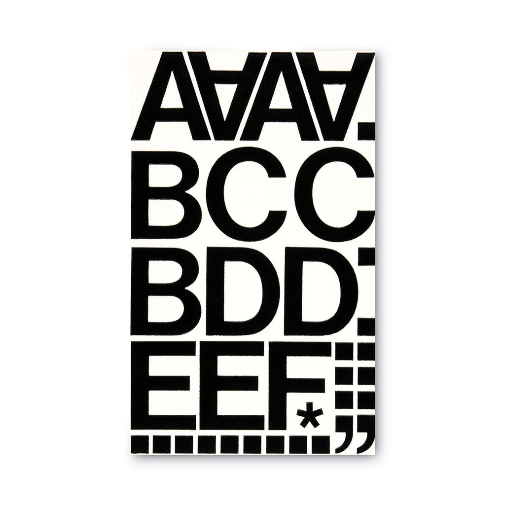 Chartpak Press-On Vinyl Letters and Numbers, Self Adhesive, Black, 2"h, 77/Pack