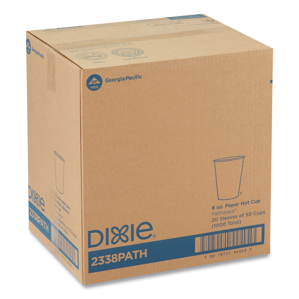 Dixie Pathways Paper Hot Cups, 8 oz, 50 Sleeve, 20 Sleeves/Carton