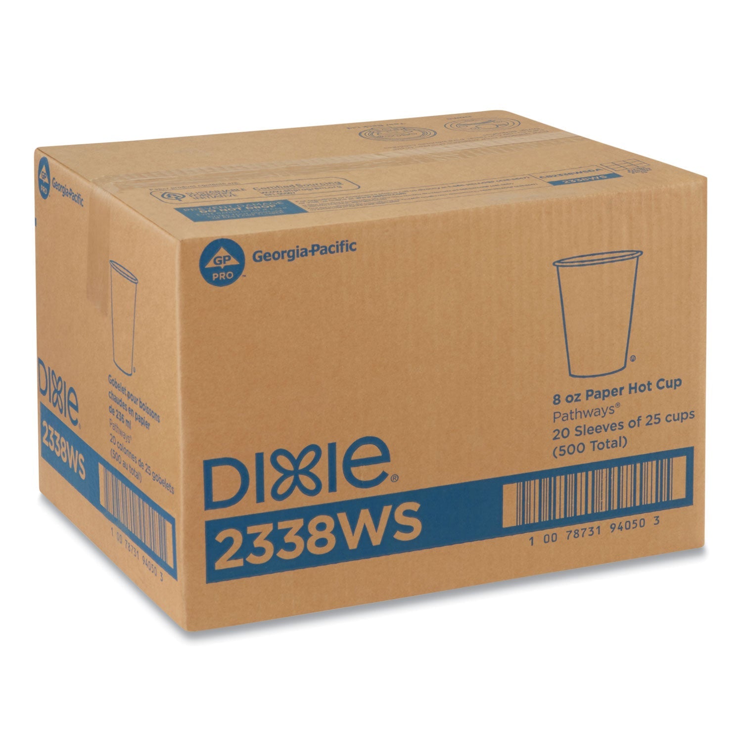 Dixie Pathways Paper Hot Cups, 8 oz, 25/Pack