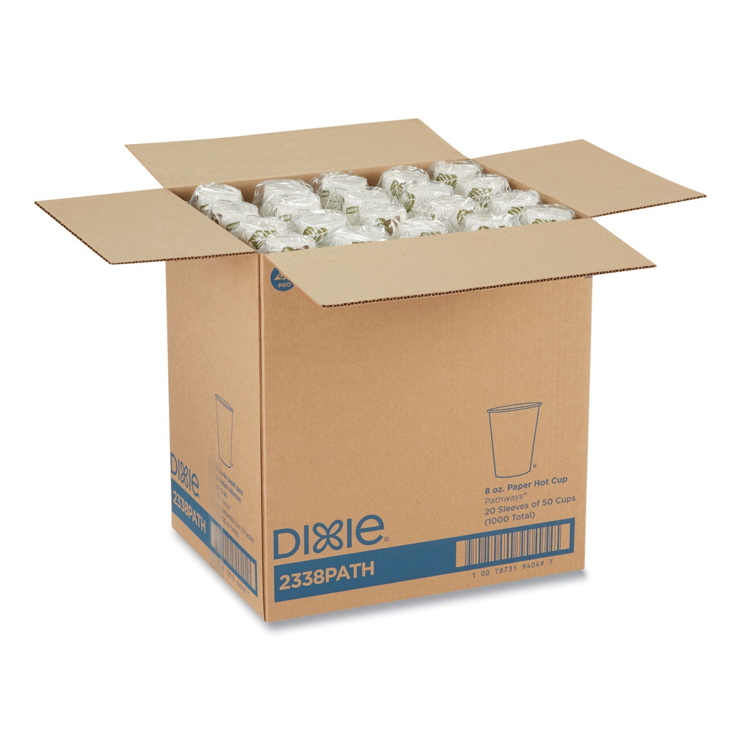 Dixie Pathways Paper Hot Cups, 8 oz, 50 Sleeve, 20 Sleeves/Carton
