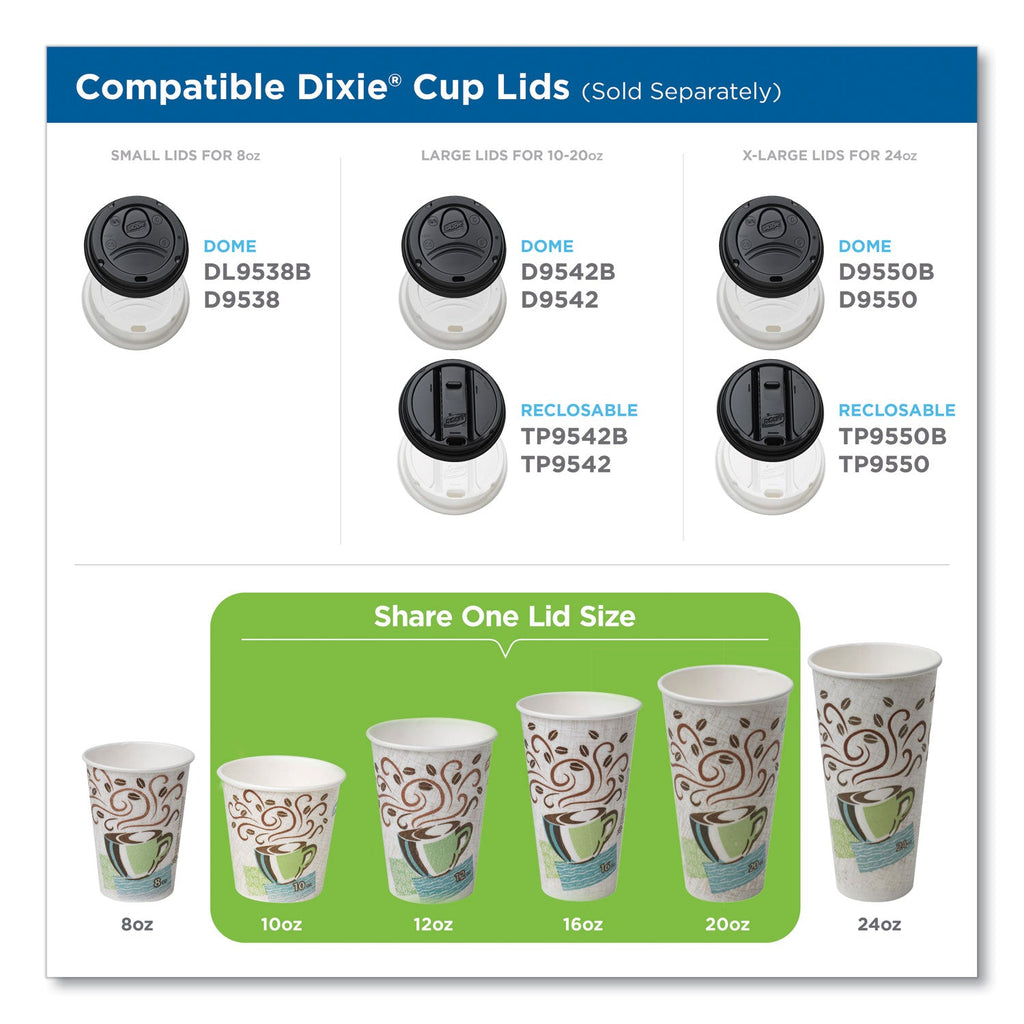 Dixie PerfecTouch Paper Hot Cups, 12 oz, Coffee Haze Design, 50/Pack