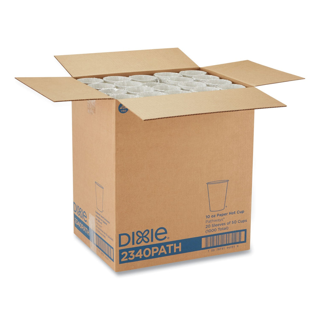 Dixie Pathways Paper Hot Cups, 10 oz, 50 Sleeve, 20 Sleeves/Carton