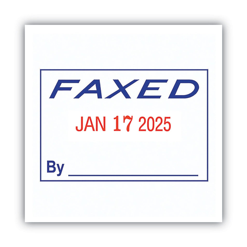 COSCO 2000PLUS Model S 360 Two-Color Message Dater, 1.75 x 1, "Faxed," Self-Inking, Blue/Red