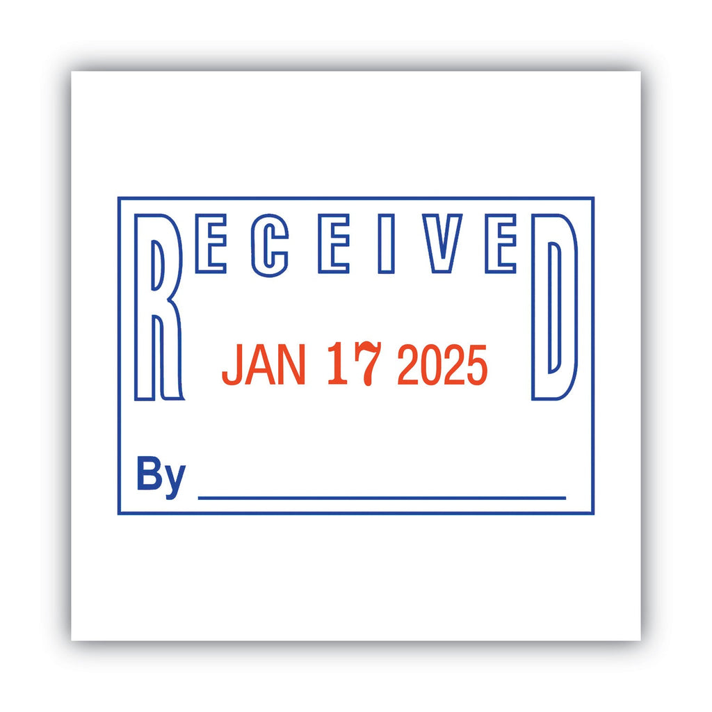 COSCO 2000PLUS Model S 360 Two-Color Message Dater, 1.75 x 1, "Received", Self-Inking, Blue/Red