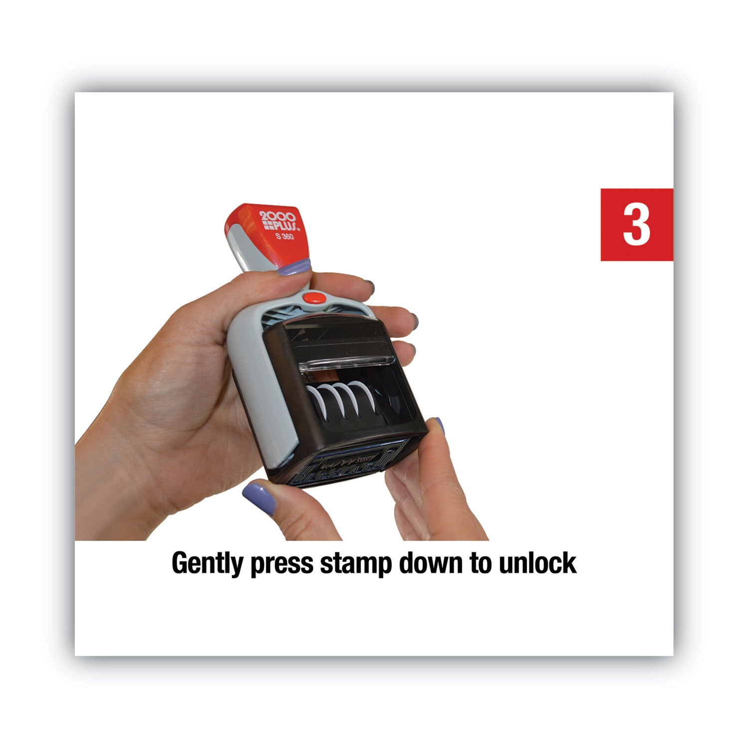 COSCO 2000PLUS Model S 360 Two-Color Message Dater, 1.75 x 1, "Received", Self-Inking, Blue/Red