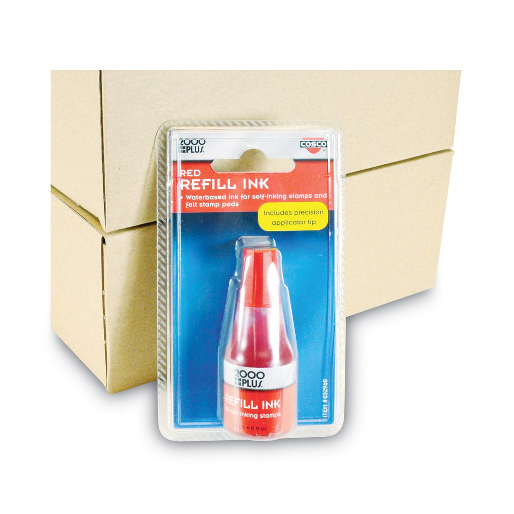 COSCO 2000PLUS Self-Inking Refill Ink, 0.9 oz. Bottle, Red