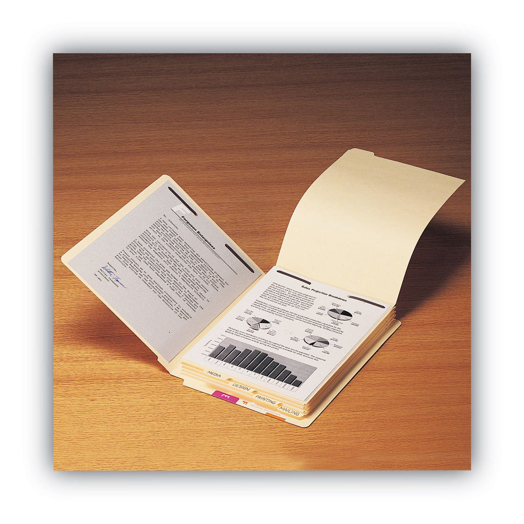 Smead Stackable Folder Dividers with Fasteners, 1/5-Cut End Tab, Letter Size, Manila, 50/Pack