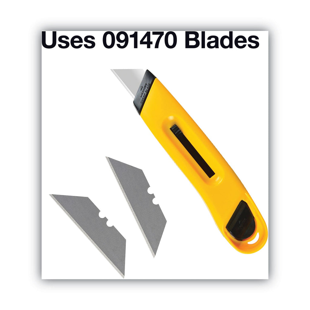 COSCO Plastic Utility Knife with Retractable Blade and Snap Closure, 6" Plastic Handle, Yellow