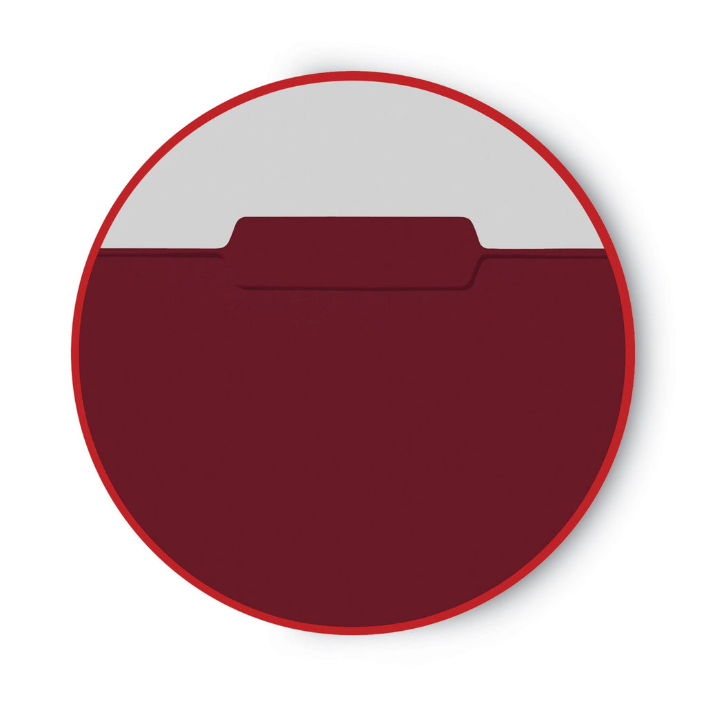 Smead Interior File Folders, 1/3-Cut Tabs: Assorted, Letter Size, 0.75" Expansion, Maroon, 100/Box