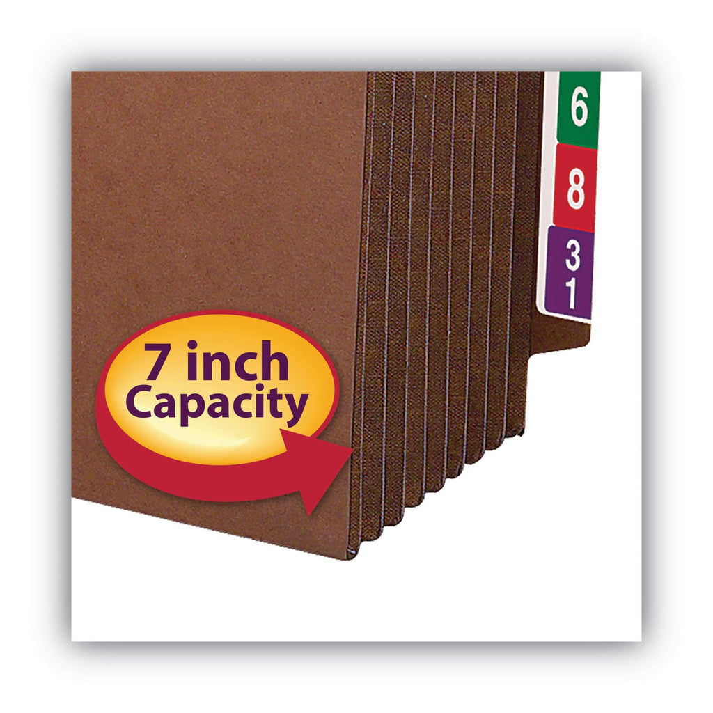 Smead Heavy-Duty Redrope End Tab TUFF Pockets, 7" Expansion, Letter Size, Redrope, 5/Box