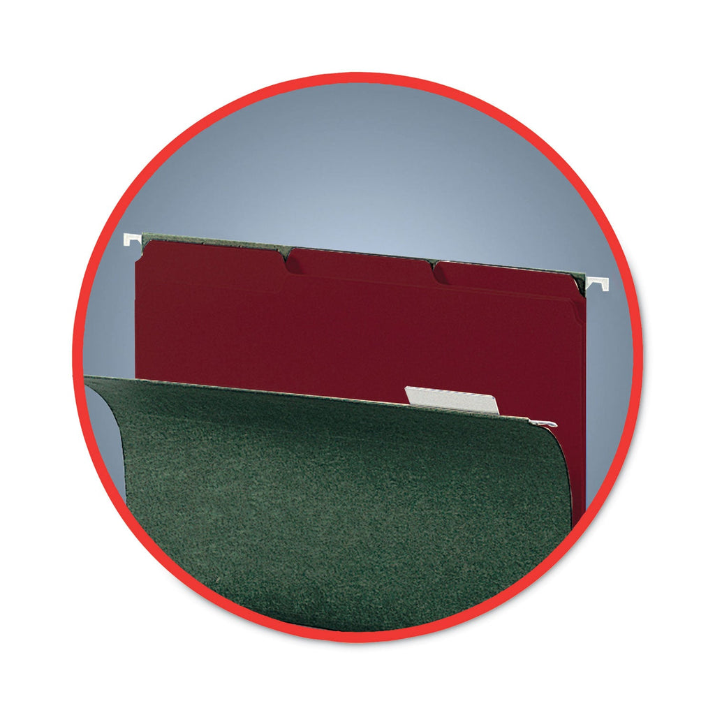 Smead Interior File Folders, 1/3-Cut Tabs: Assorted, Letter Size, 0.75" Expansion, Maroon, 100/Box