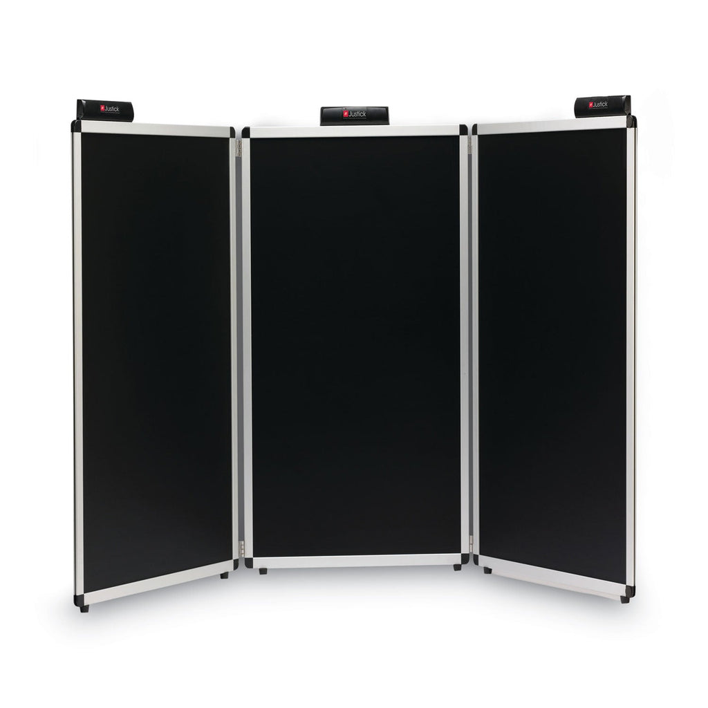 Smead Justick Three-Panel Electro-Surface Table-Top Expo Display, 72" x 36", Black