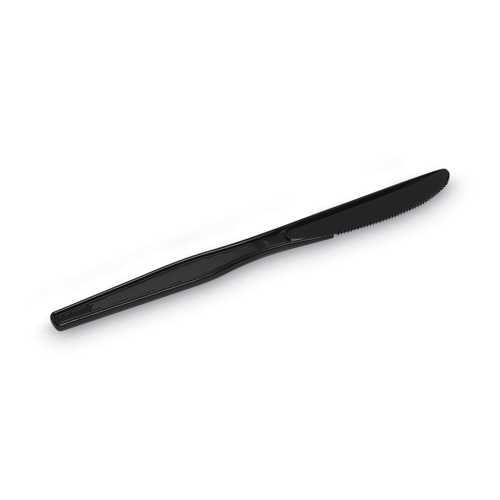 Dixie Plastic Tableware, Heavy Mediumweight Knives, Black, 100/Box