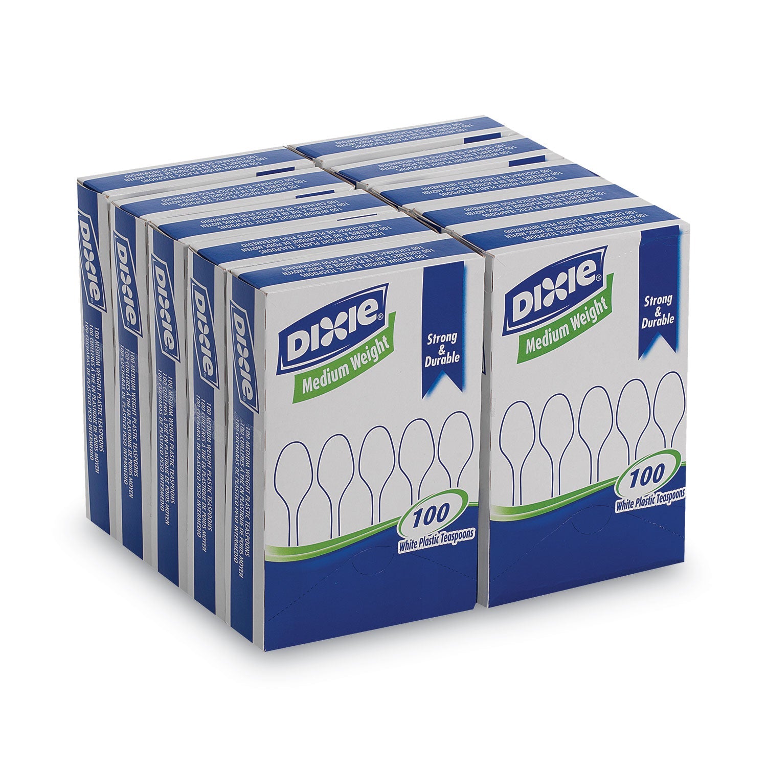 Dixie Plastic Cutlery, Heavy Mediumweight Teaspoons, White, 1,000 Carton