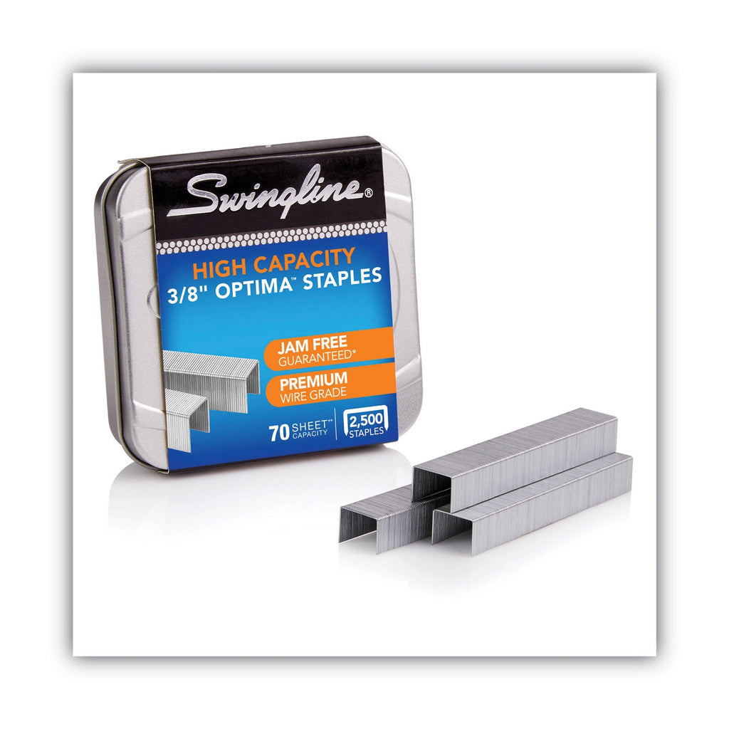 Swingline Optima High-Capacity Staples, 0.38" Leg, 0.5" Crown, Steel, 2,500/Box