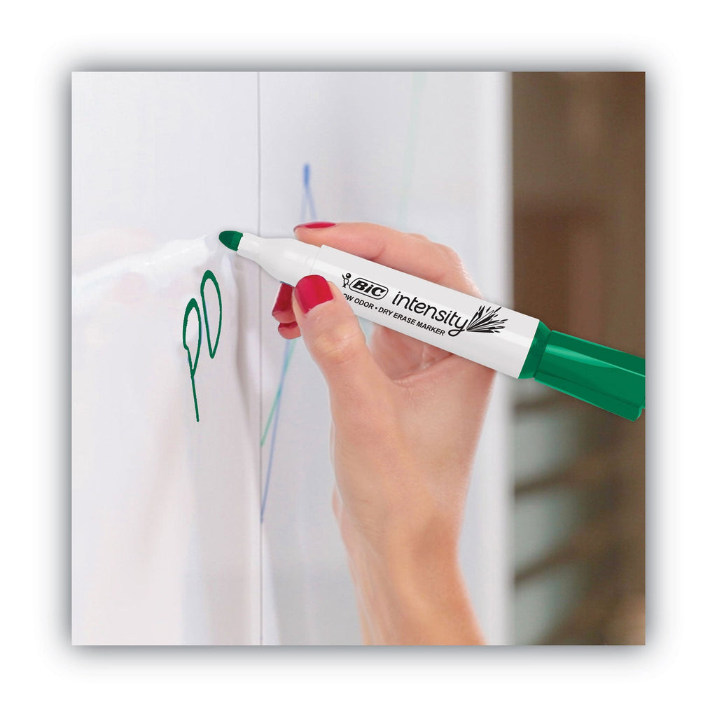 BIC Intensity Bold Tank-Style Dry Erase Marker, Broad Chisel Tip, Green, Dozen