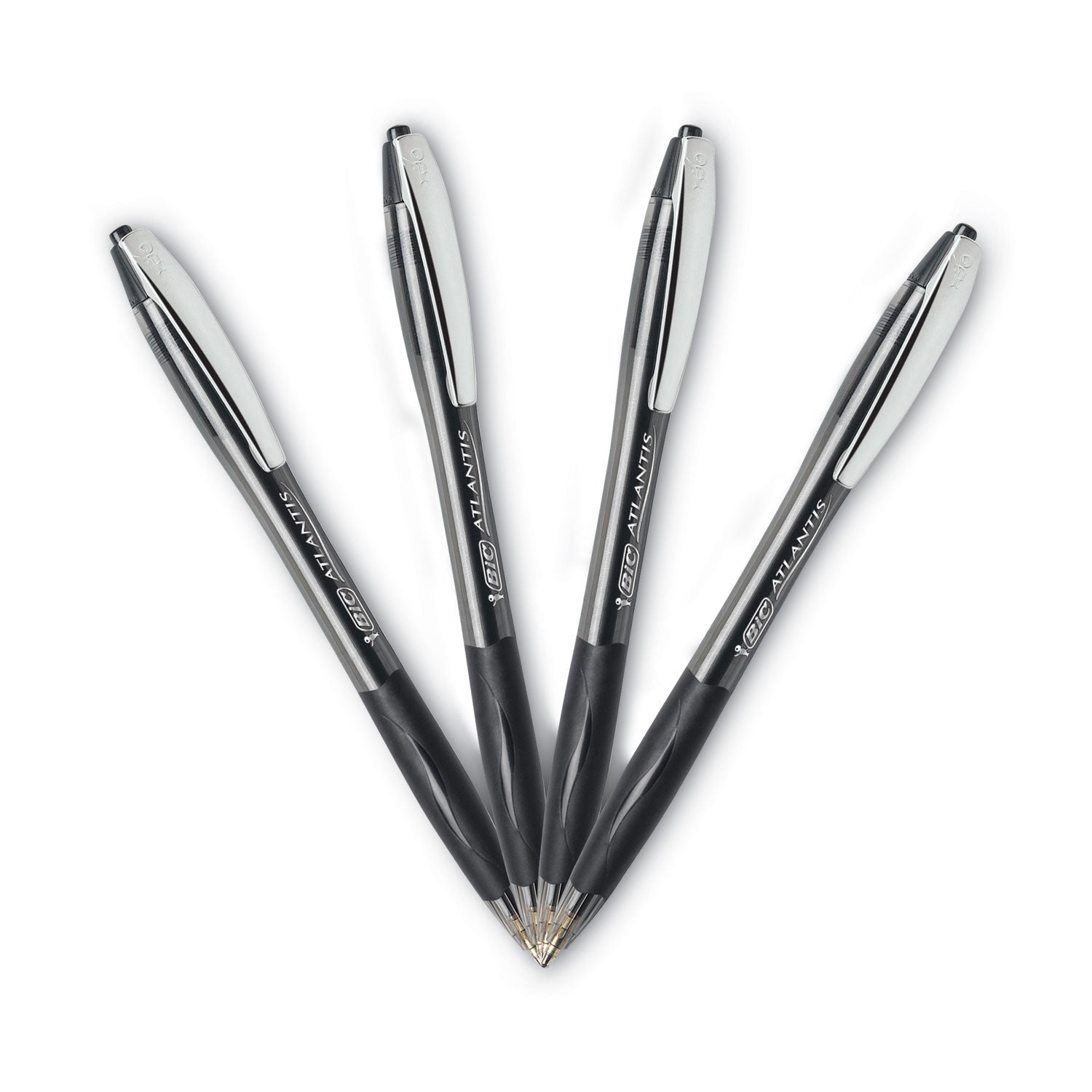 BIC GLIDE Ballpoint Pen, Retractable, Medium 1 mm, Black Ink, Black Barrel, Dozen