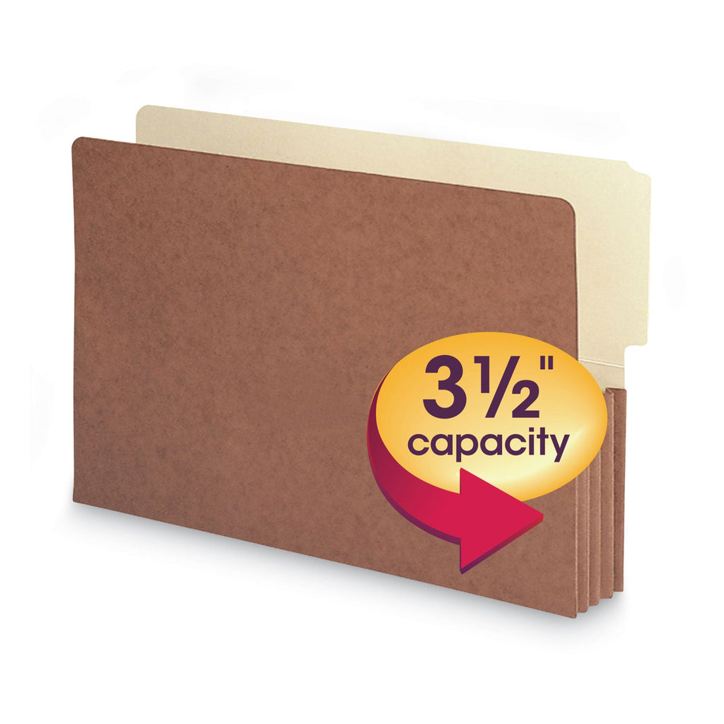 Smead Redrope Drop-Front End Tab File Pockets, 3.5" Expansion, Legal Size, Redrope, 10/Box