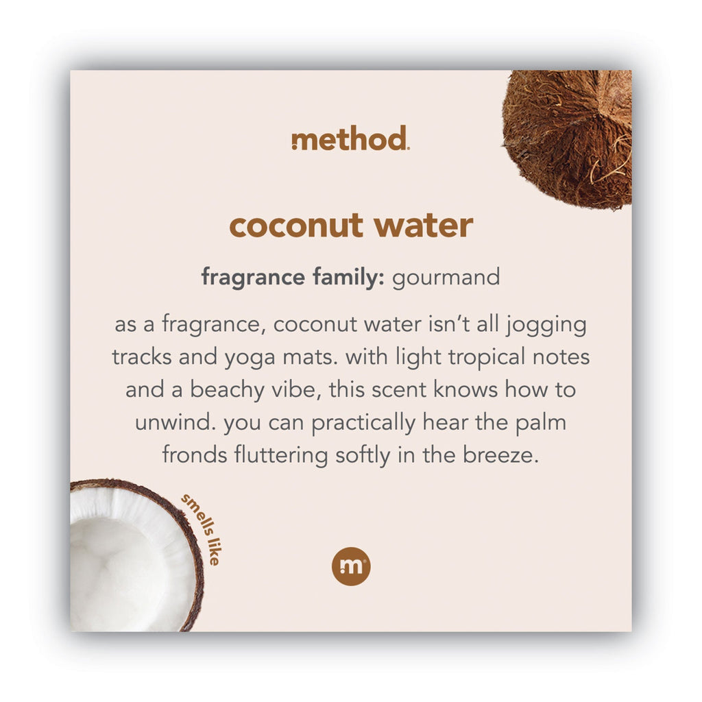 Method Gel Hand Wash, Coconut Waters, 12 oz Pump Bottle, 6/Carton