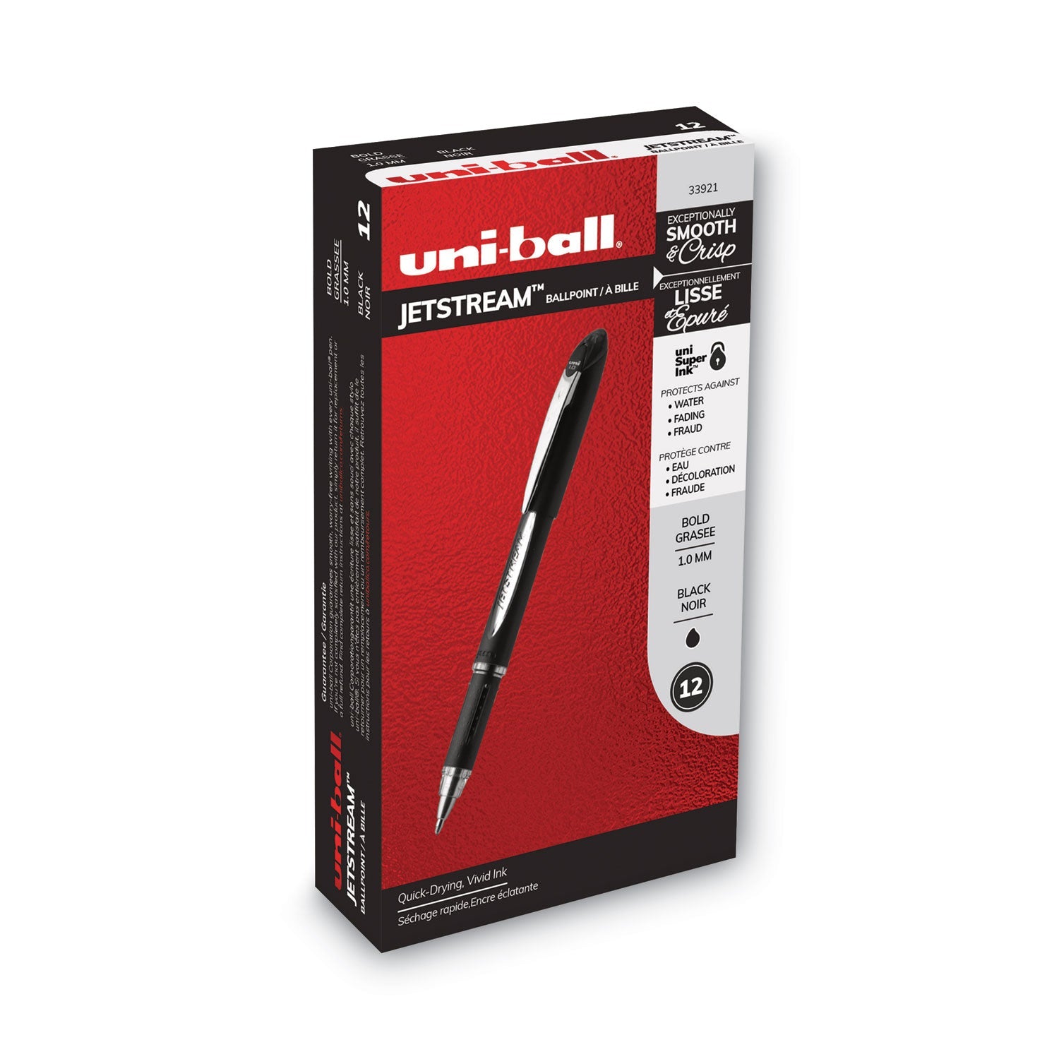 uniball Jetstream Stick Ballpoint Pen, Bold 1 mm, Black Ink, Black Barrel