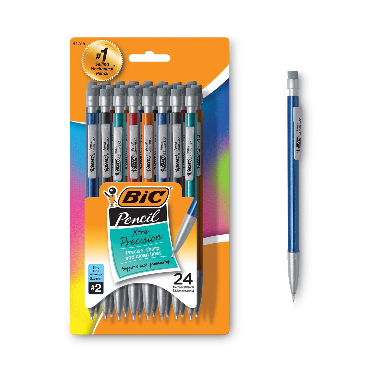 BIC Xtra-Precision Mechanical Pencil Value Pack, 0.5 mm, HB (#2.5), Black Lead, Assorted Barrel Colors, 24/Pack