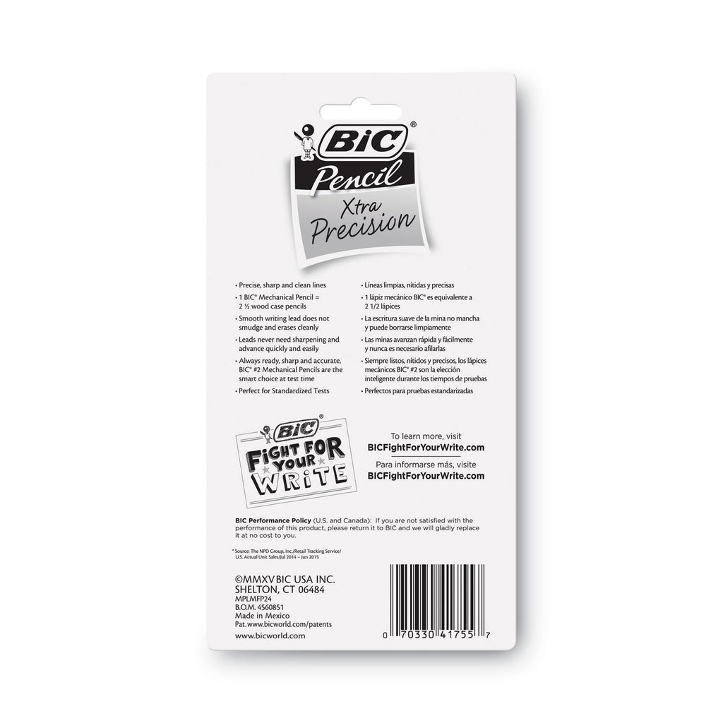 BIC Xtra-Precision Mechanical Pencil Value Pack, 0.5 mm, HB (#2.5), Black Lead, Assorted Barrel Colors, 24/Pack