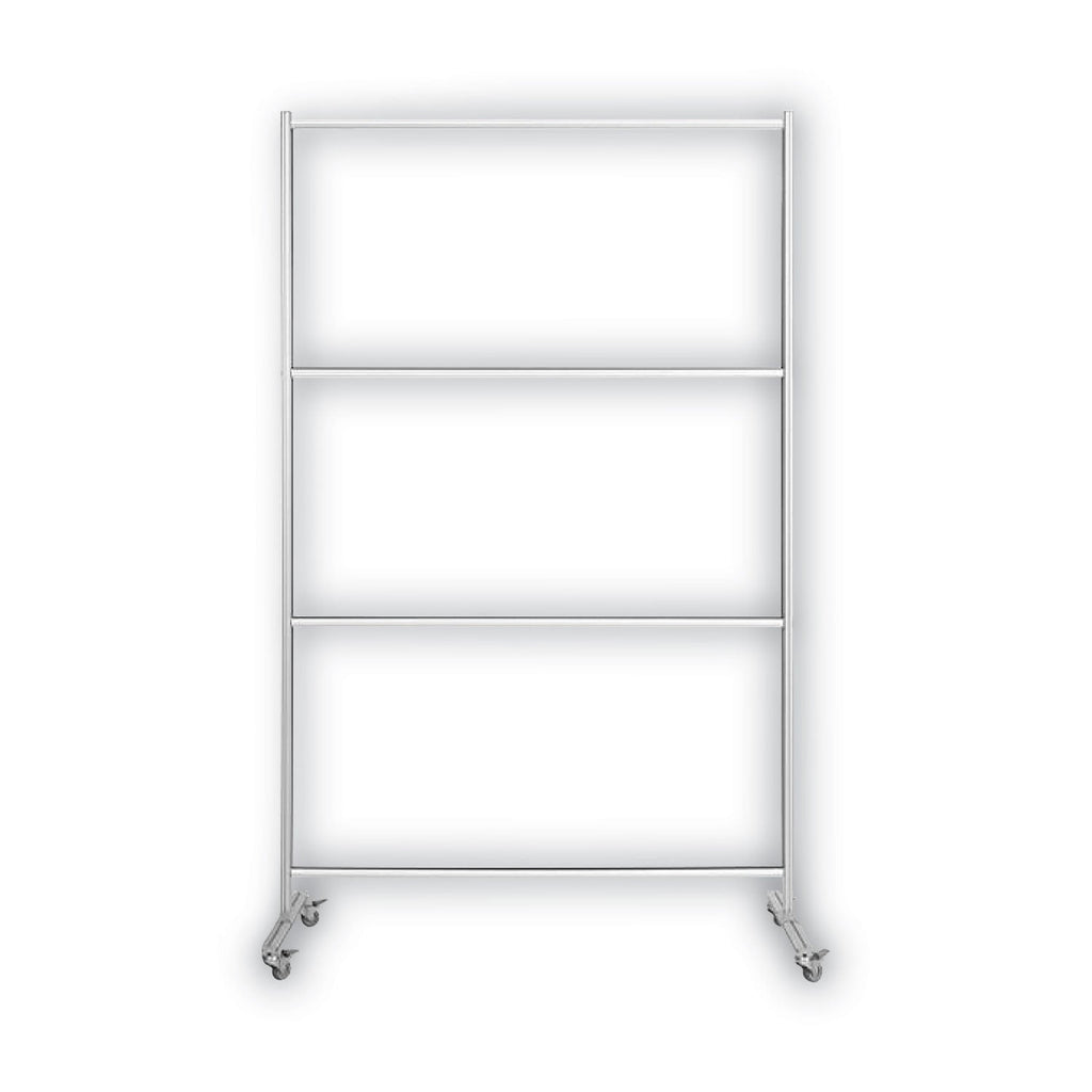 MasterVision Protector Series Mobile Glass Panel Divider, 49 x 22 x 69, Clear/Aluminum