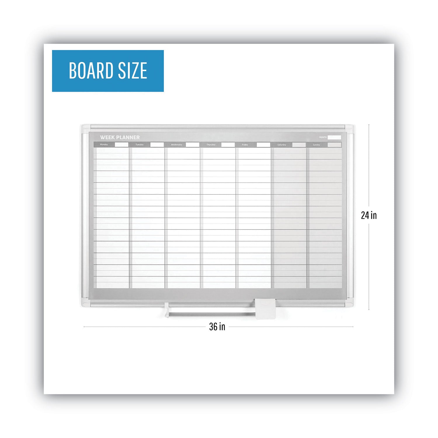 MasterVision Weekly Planner, 36x24, Aluminum Frame