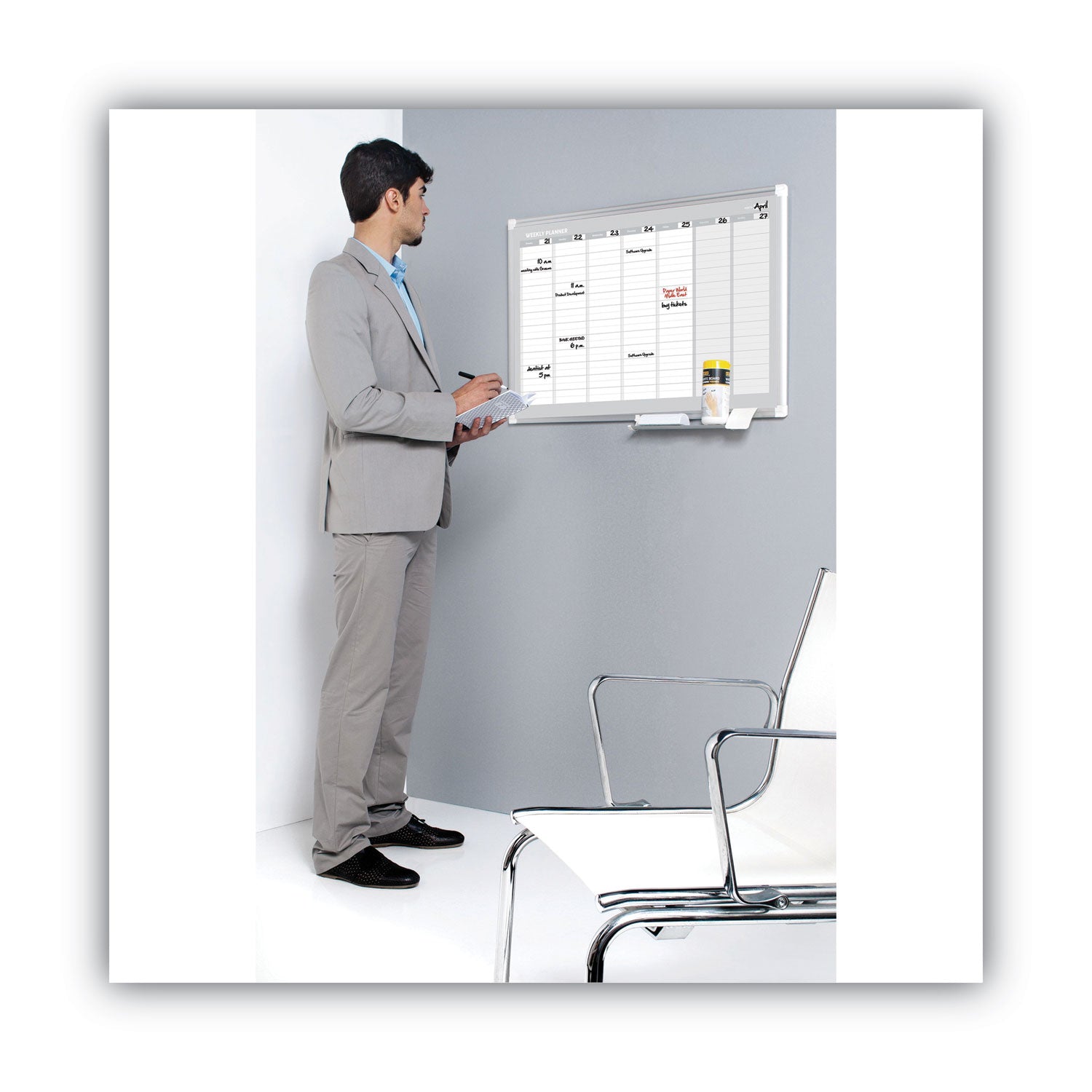 MasterVision Weekly Planner, 36x24, Aluminum Frame