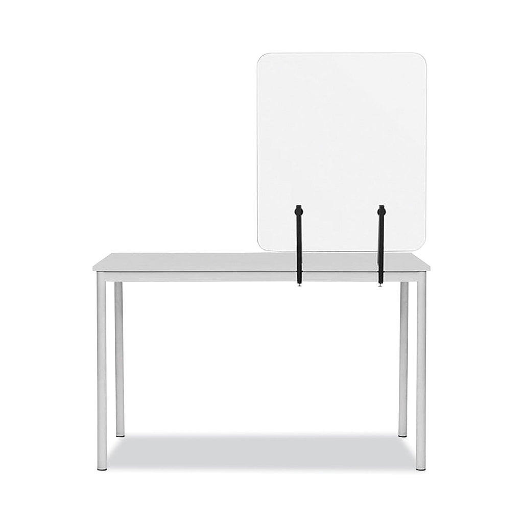 MasterVision Protector Series Frameless Glass Desktop Divider, 23.6 x 0.16 x 35.4, Clear/Aluminum