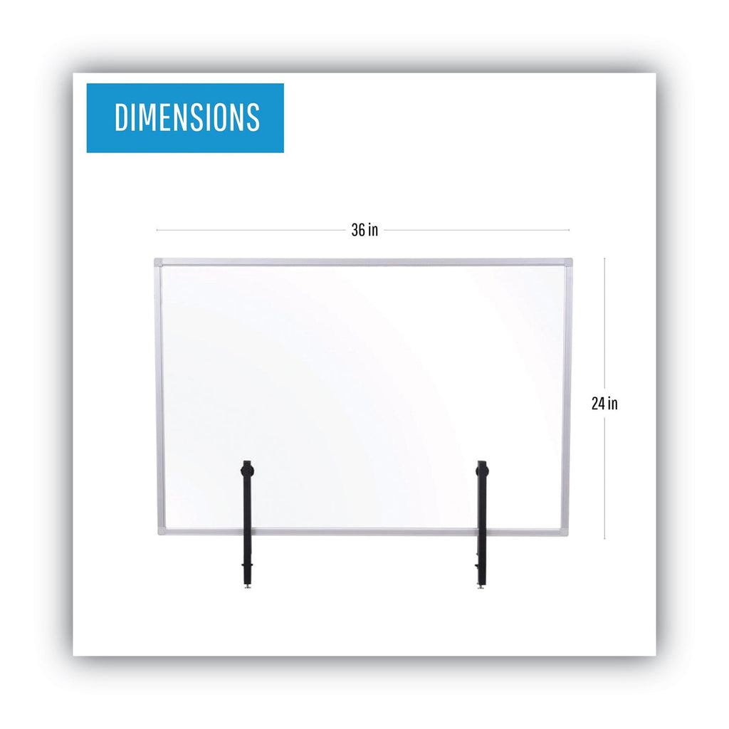 MasterVision Protector Series Glass Aluminum Desktop Divider, 35.4 x 0.16 x 23.6, Clear
