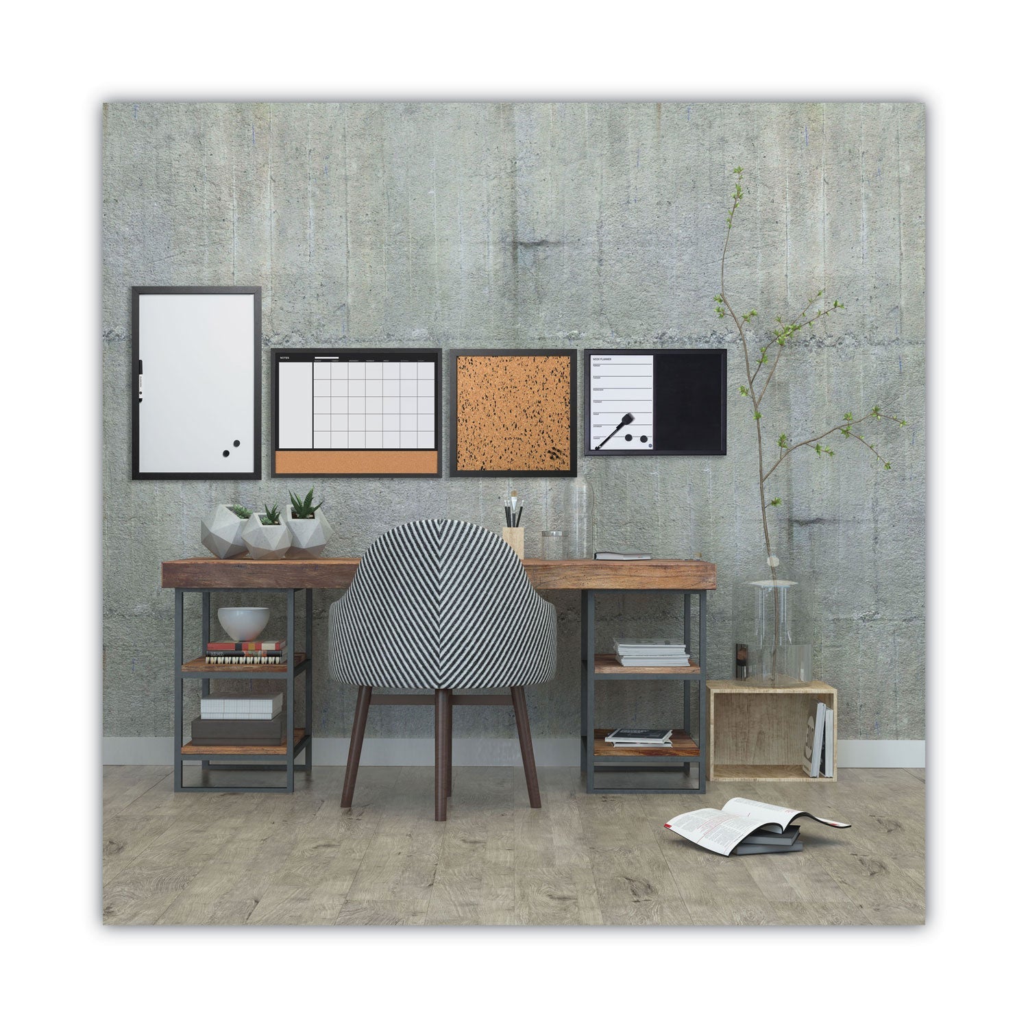MasterVision 3-In-1 Combo Planner, 24.21" x 17.72", White, MDF Frame