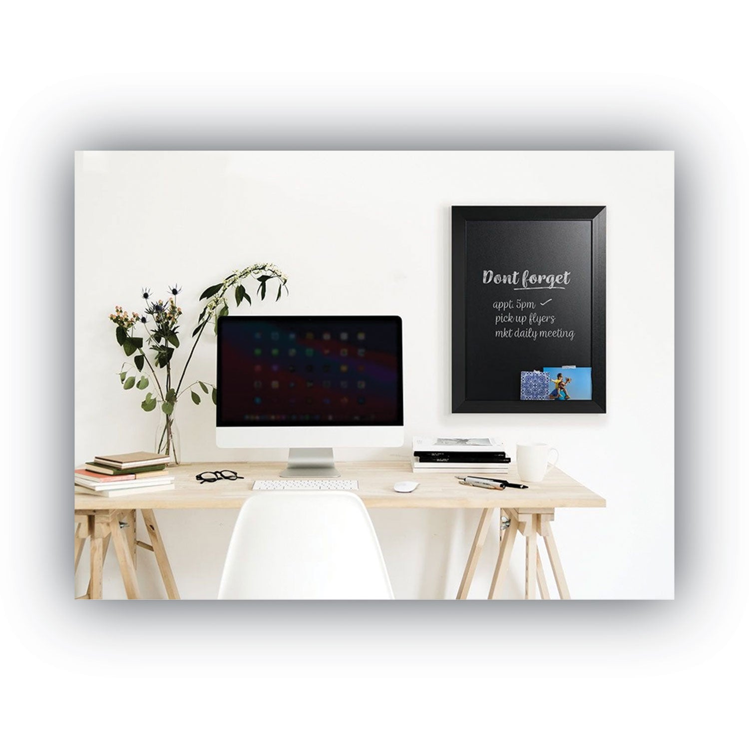 MasterVision Kamashi Chalk Board, 36 x 24, Black Frame