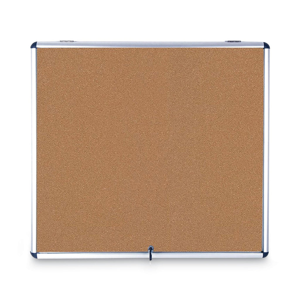 MasterVision Slim-Line Enclosed Cork Bulletin Board, 47 x 38, Aluminum Case