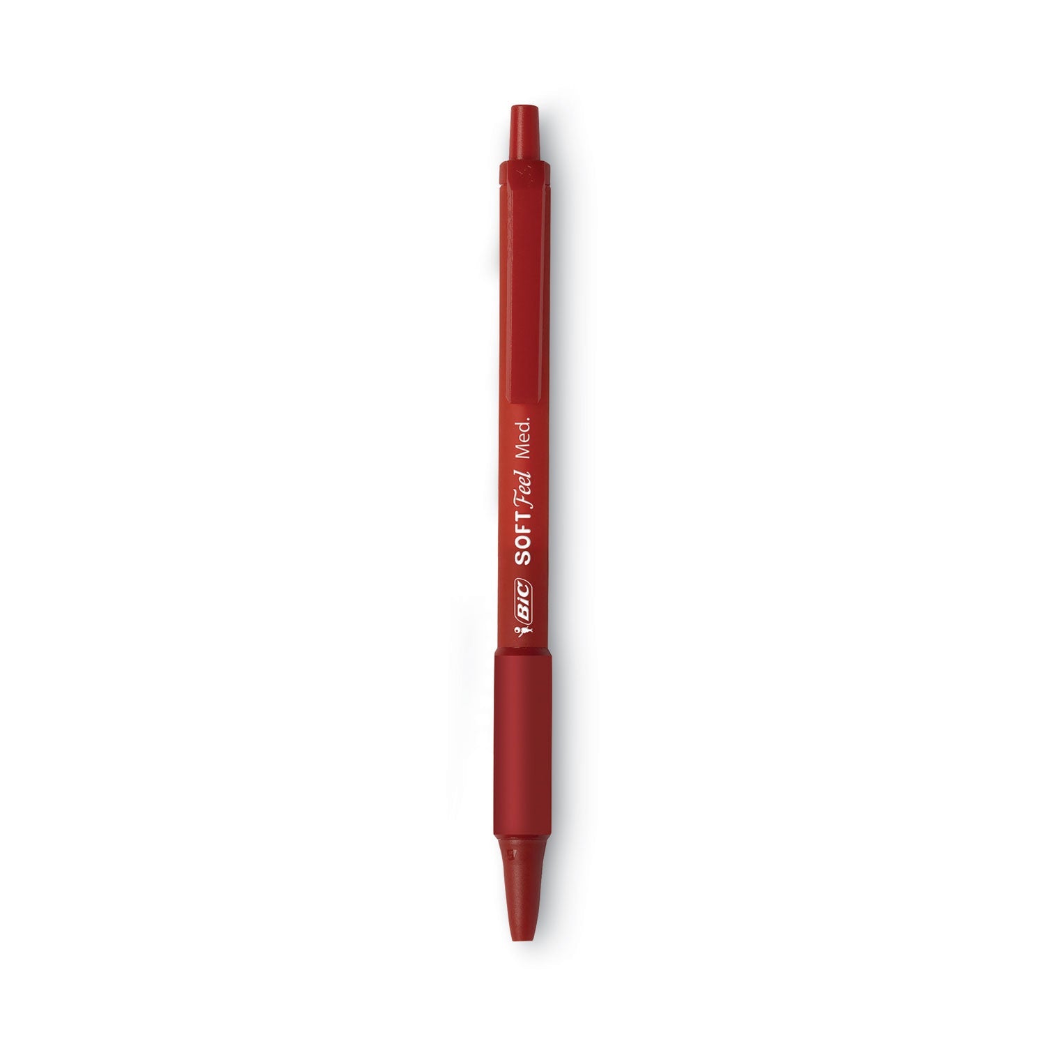 BIC Soft Feel Ballpoint Pen, Retractable, Medium 1 mm, Red Ink, Red Barrel, Dozen