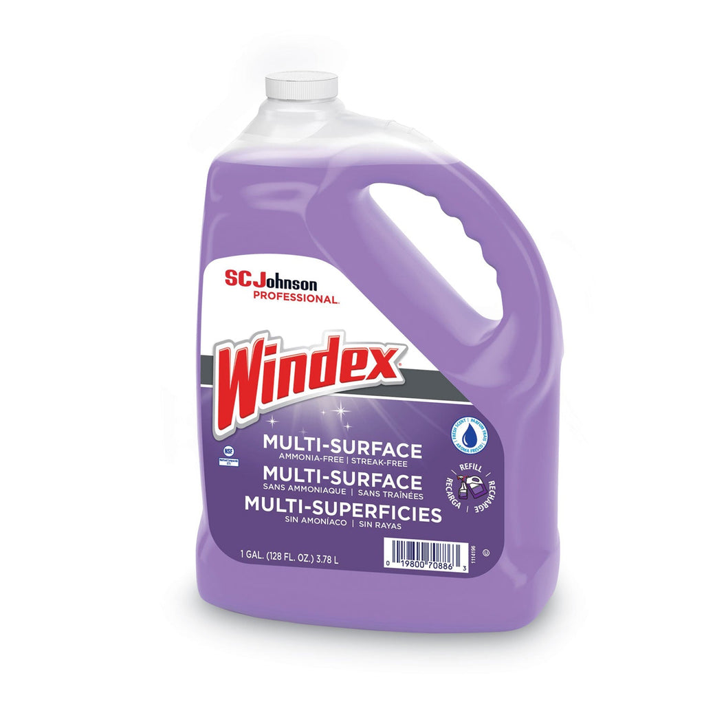 Windex Non-Ammoniated Glass/Multi Surface Cleaner, Pleasant Scent, 128 oz Bottle, 4/CT