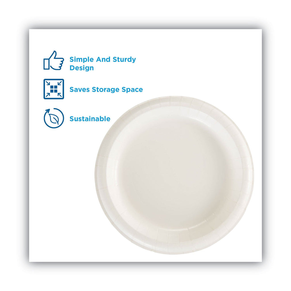 Dixie Paper Dinnerware, Plates, White, 8.5" dia, 125/Pack