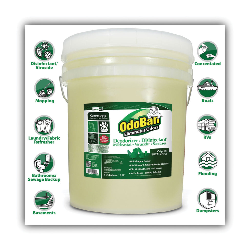 OdoBan Concentrated Odor Eliminator and Disinfectant, Eucalyptus, 5 gal Pail
