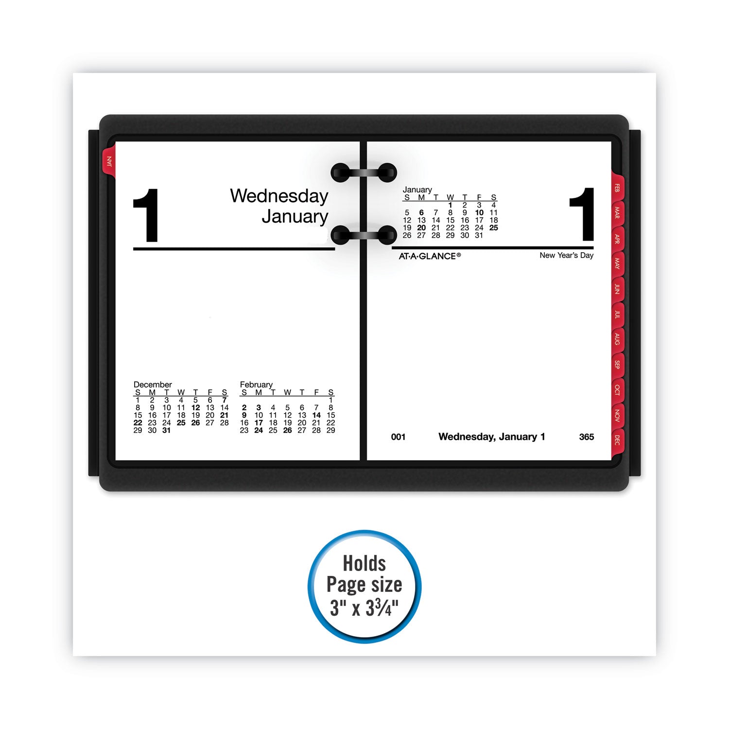 AT-A-GLANCE Desk Calendar Base for Loose-Leaf Refill, 3 x 3.75, Black