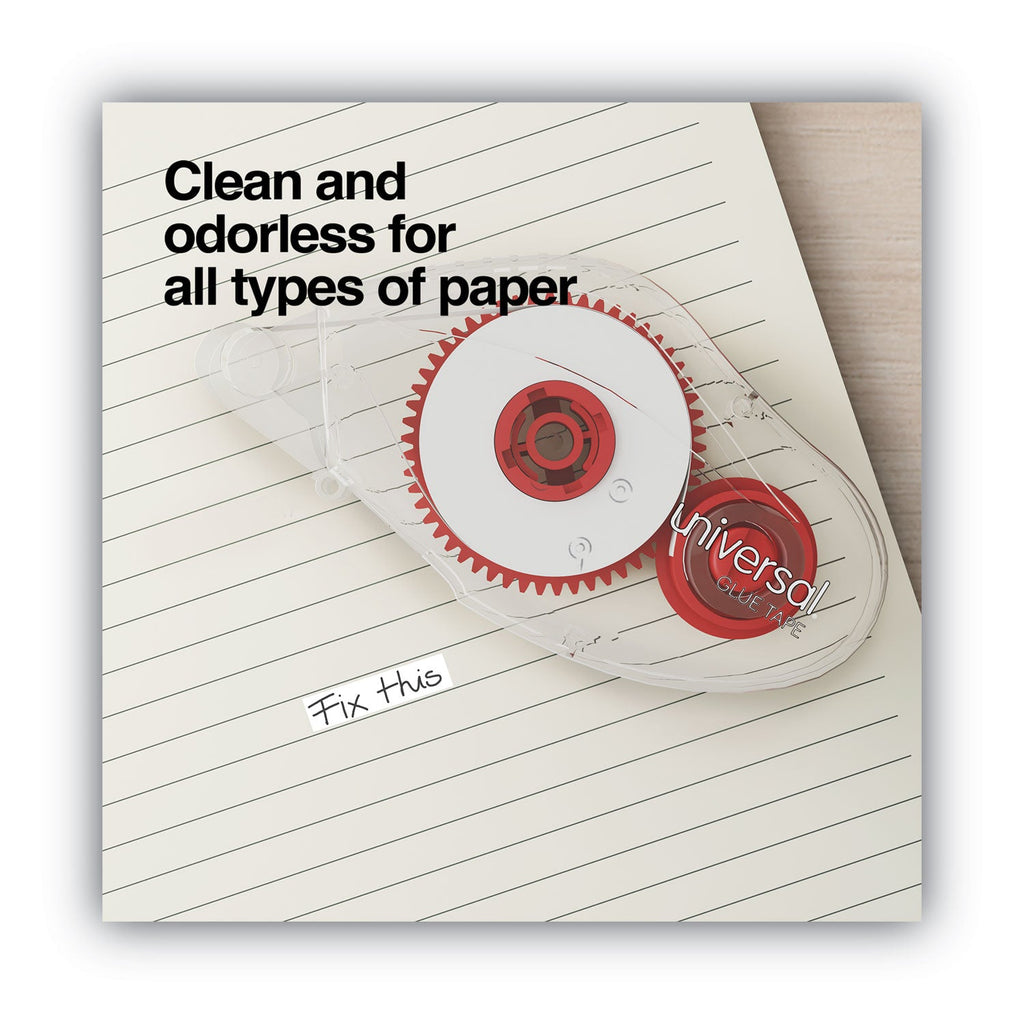 Universal Double-sided Adhesive Tape Roller, 0.38" x 32.83 ft, Dries Clear, 2/Pack