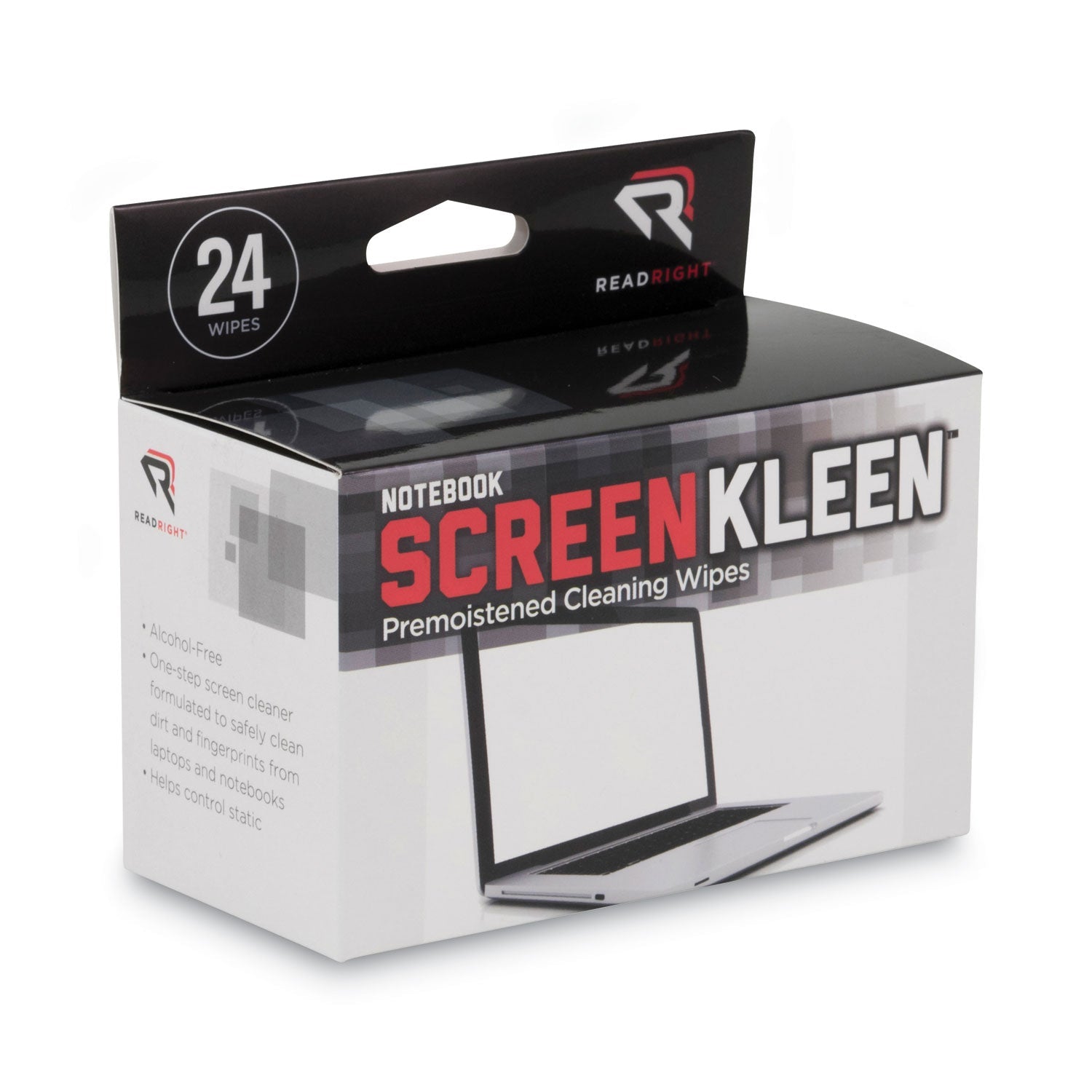 Read Right Notebook ScreenKleen Pads, Cloth, 7 x 5, White, 24/Box
