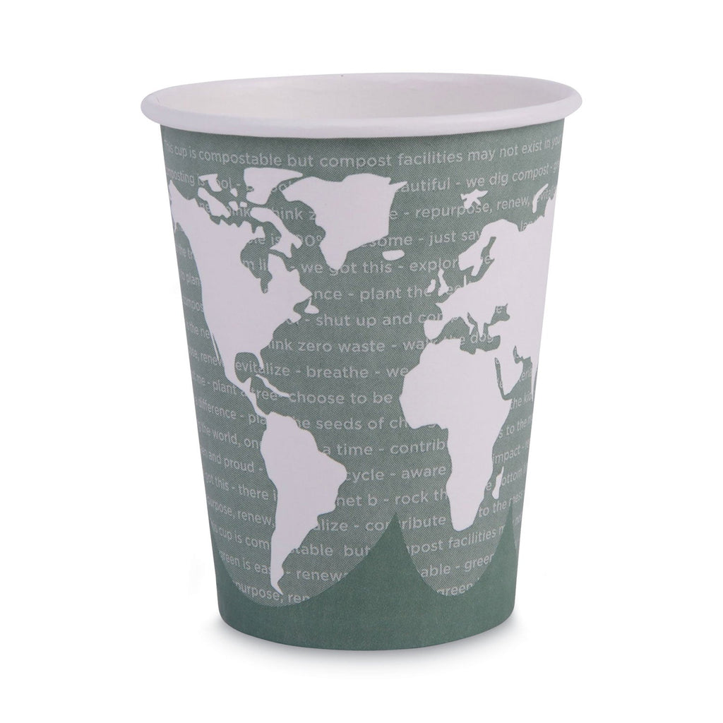 Eco-Products World Art Renewable and Compostable Hot Cups, 12 oz, Gray, 50/Pack
