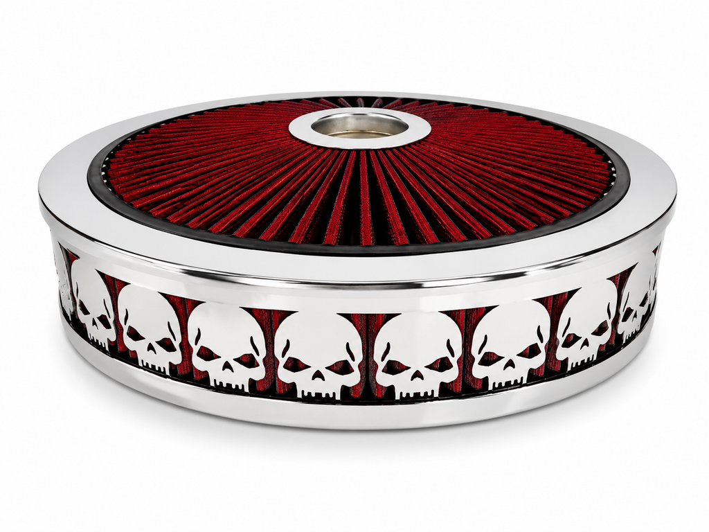 Blingz Beauty Bandz Red and Chrome Air Filter Assembly , Skullz - 750040