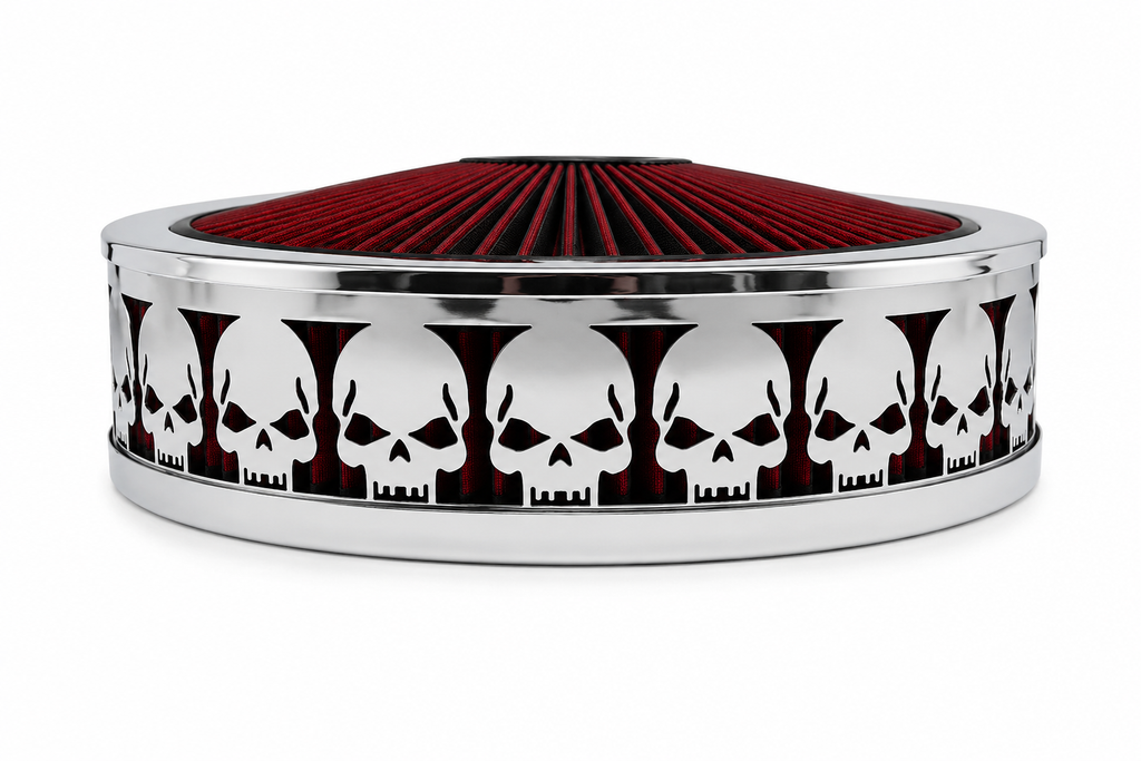 Blingz Beauty Bandz Red and Chrome Air Filter Assembly , Skullz - 750040