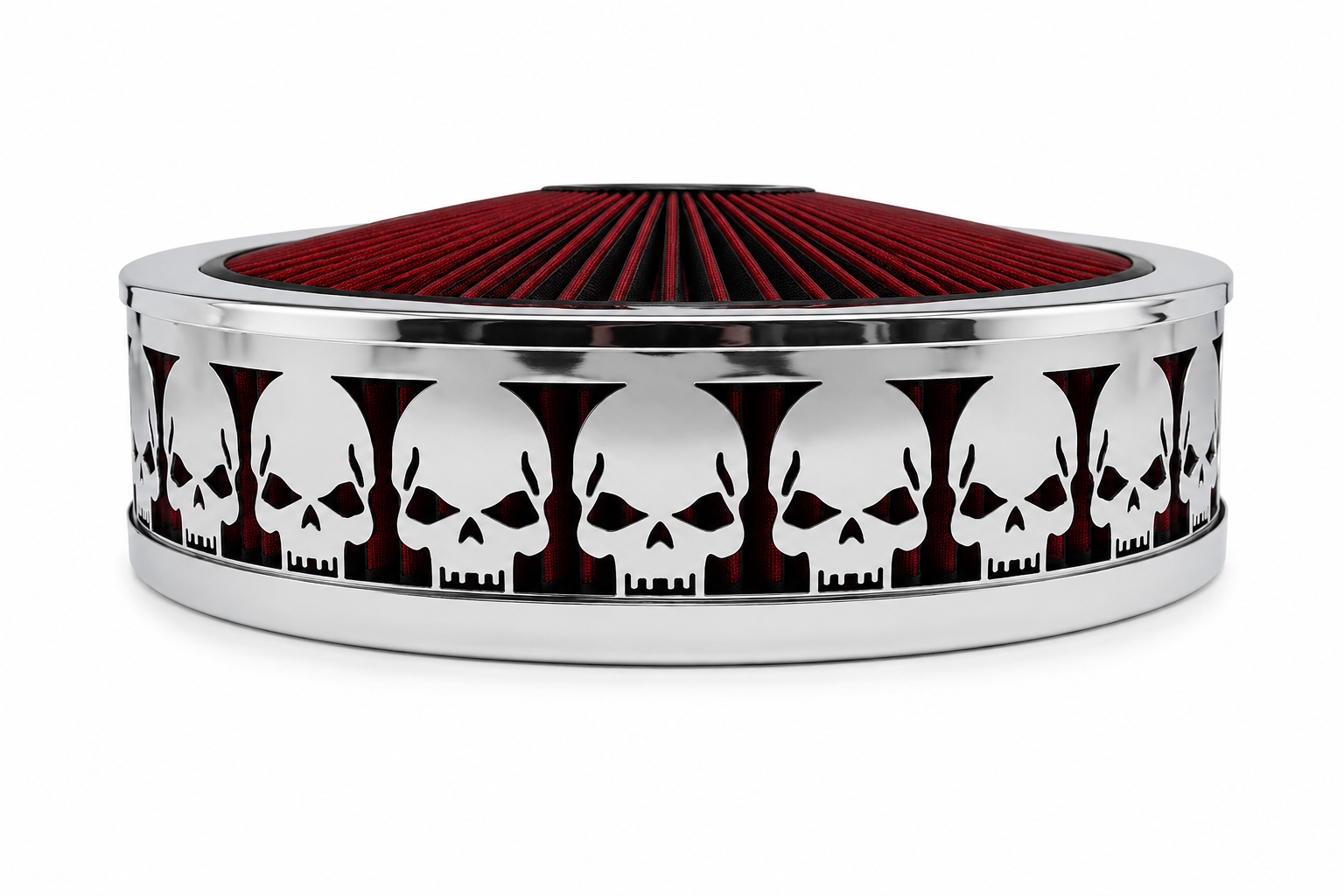 Blingz Beauty Bandz Red and Chrome Air Filter Assembly , Skullz - 750040