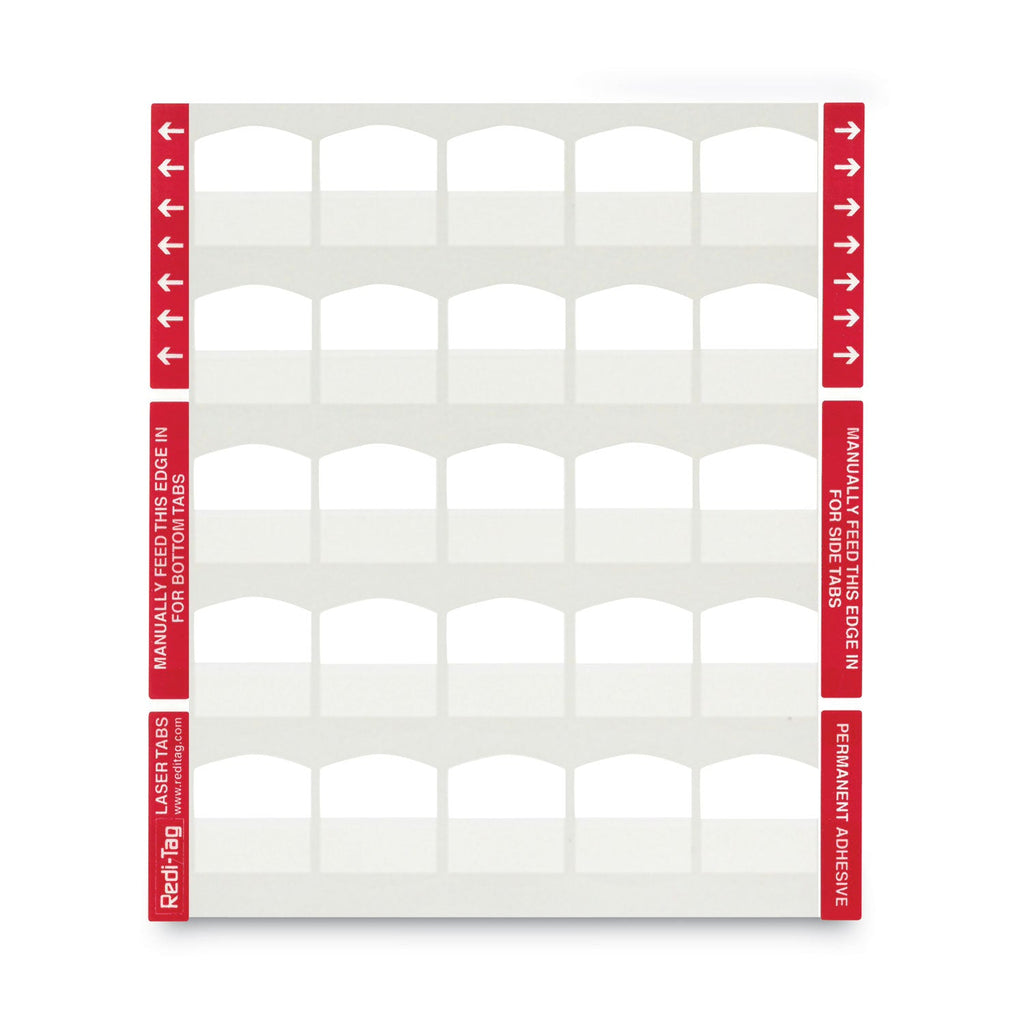 Redi-Tag Laser Printable Index Tabs, 1/5-Cut, White, 1.13" Wide, 100/Pack