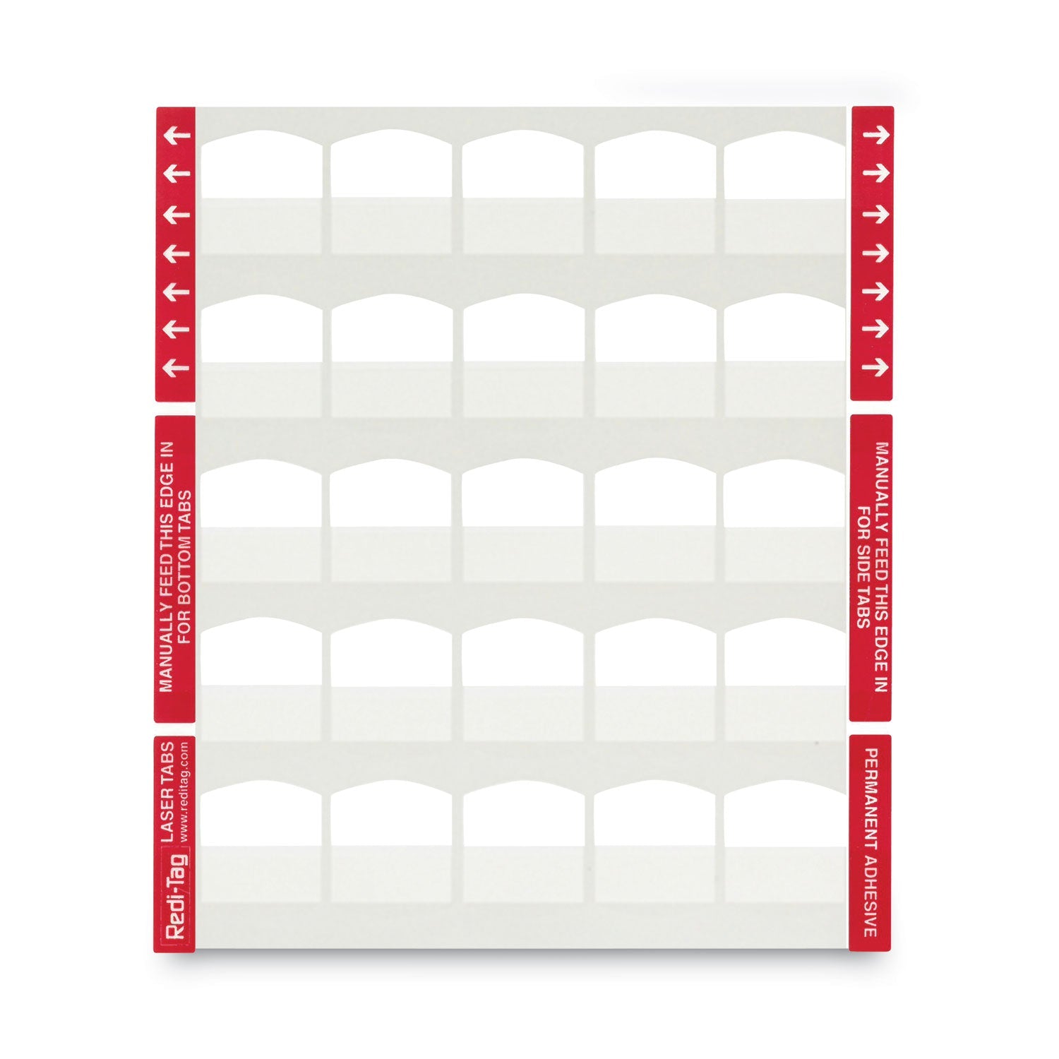 Redi-Tag Laser Printable Index Tabs, 1/5-Cut, White, 1.13" Wide, 100/Pack