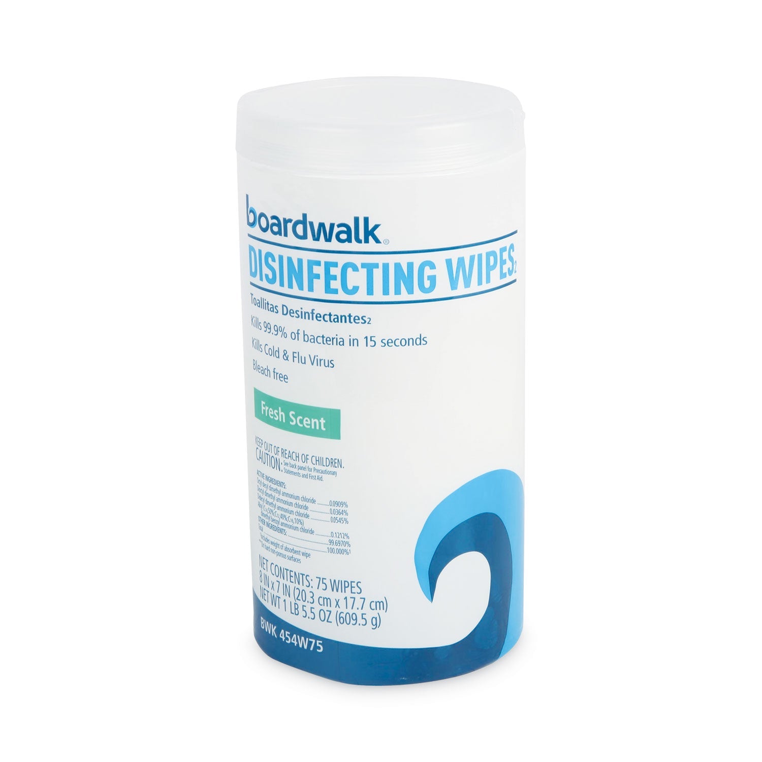Boardwalk Disinfecting Wipes, 7 x 8, Fresh Scent, 75/Canister, 6 Canisters/Carton