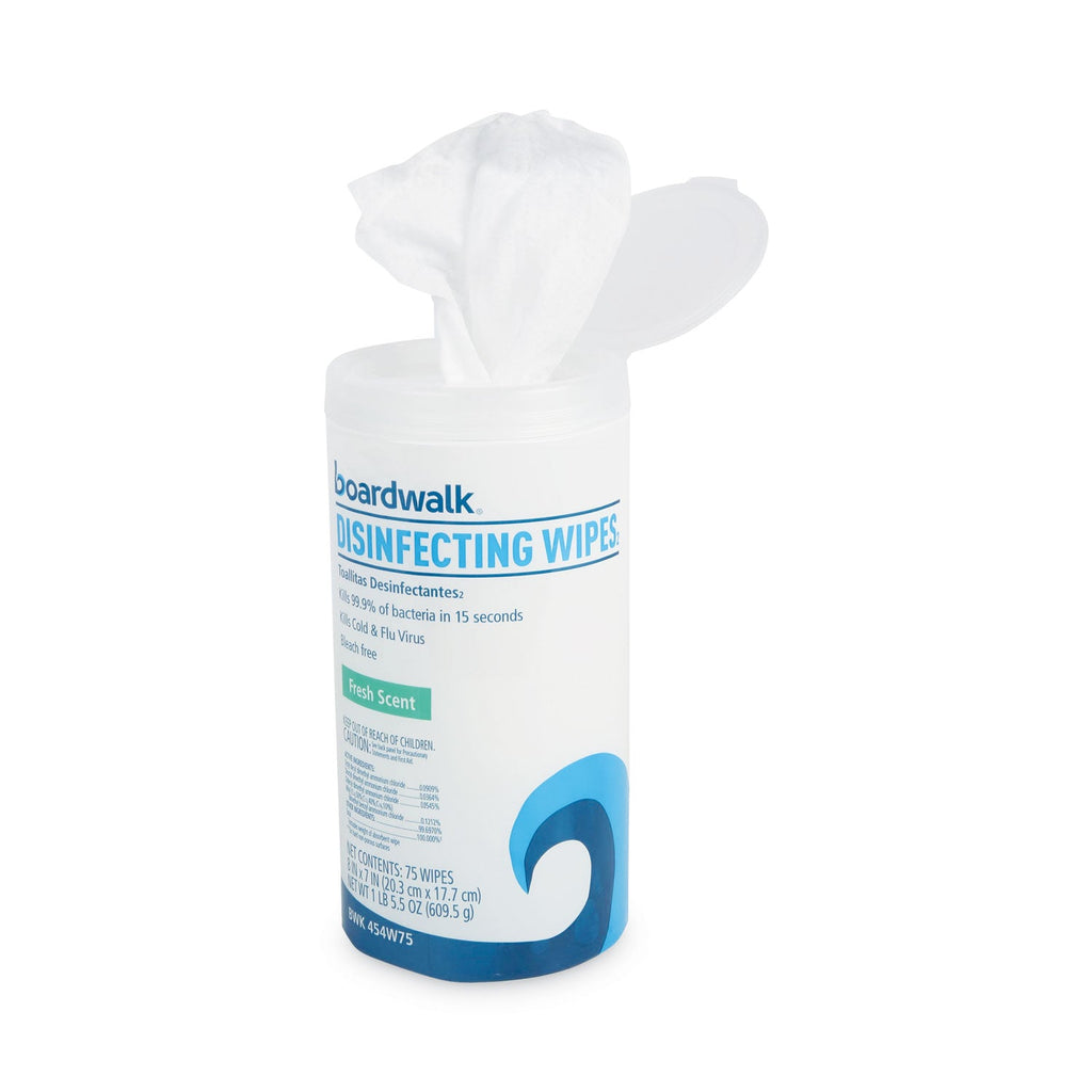 Boardwalk Disinfecting Wipes, 7 x 8, Fresh Scent, 75/Canister, 6 Canisters/Carton